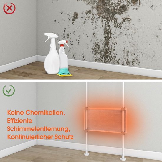 Schimmelverwijderaar Muur 320W - Anti-Schimmel Apparaat voor elke Ruimte met Verstelbare Telescoopstang 1,7-3,2m — afbeelding 3