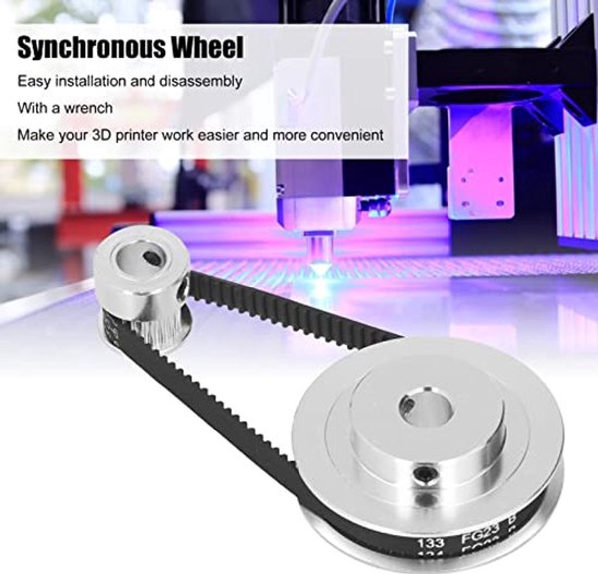 Synchroon Wiel, 2 Set Synchroon Wiel Aluminium Distributieriemschijf met 2 Stuks Lengte 200 Mm Breedte 6 Mm Riem, Tandriemschijven (8 mm / 0,31 inch boring)