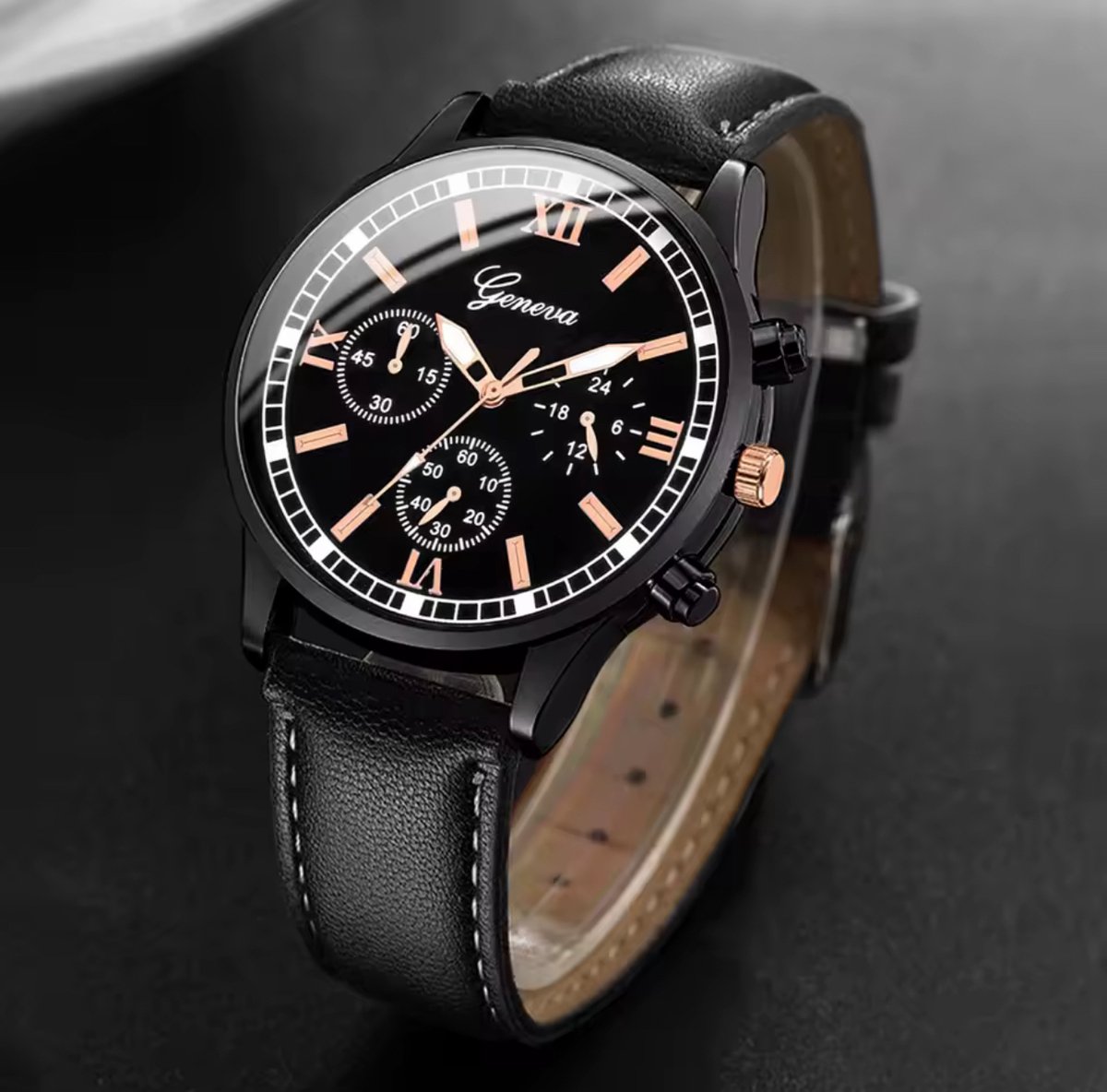 TDO Luxe Herenhorloge - Stijlvol Quartz Horloge met Leren Band - Klassiek Elegant Design