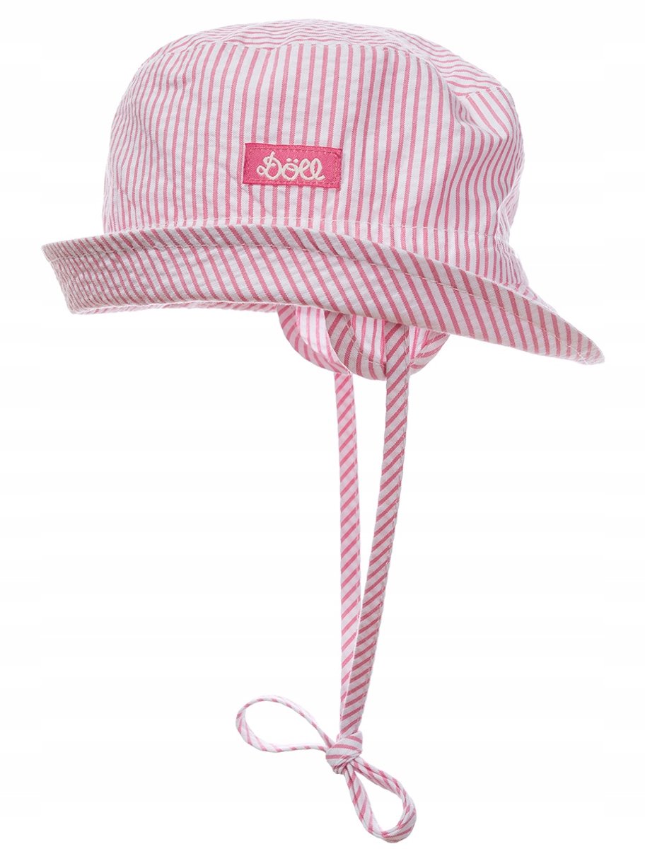 Roze gestreepte baby zonnehoed met strikjes, maat 41