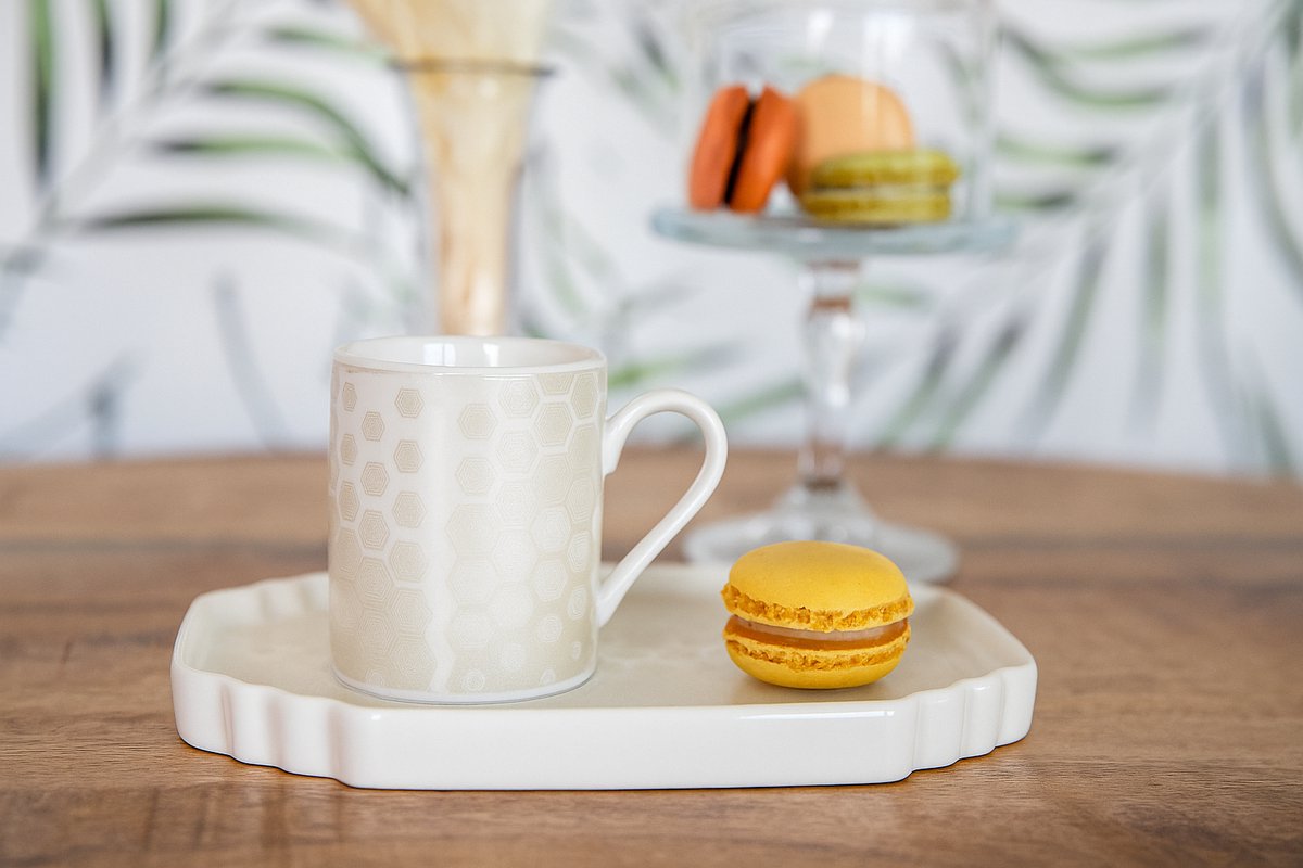 Schäfer espresso mokken set 12-delig – 6 kopjes (100 ml) met 6 gebaksbordjes – Wit - Honingraatmotief