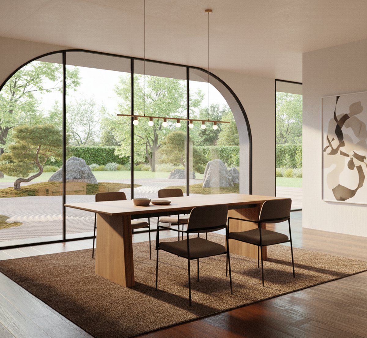 Eettafel Walnoot Eikenhout Rechthoekig 210x100 cm – Massief Houten Eettafel met Pilaarpoten – Moderne Design Tafel – Niet Uitschuifbaar – Volledig Gemonteerd Geleverd – Novihome
