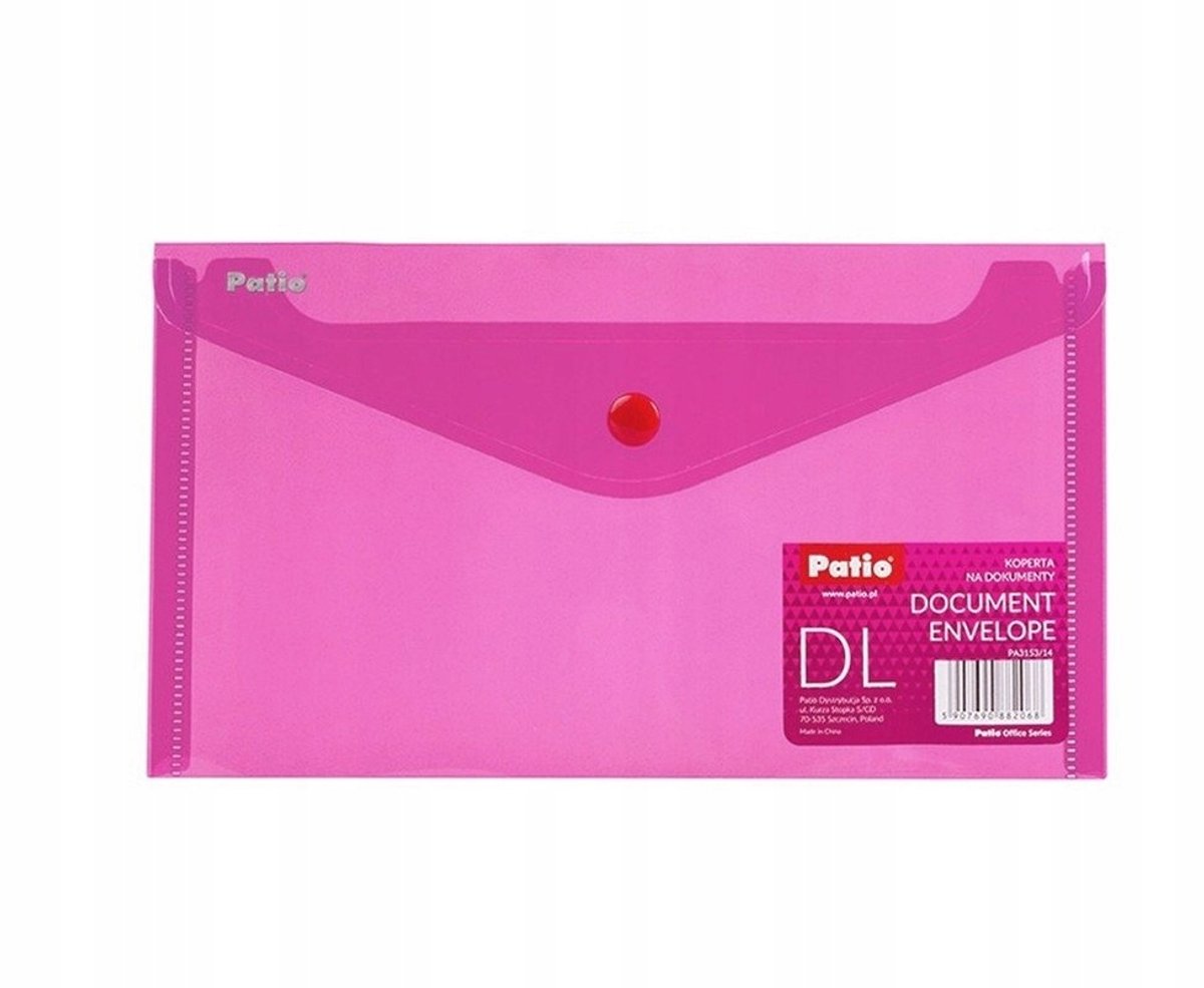 Patio DL Documentenkaart Transparant Roze met Drukknoop