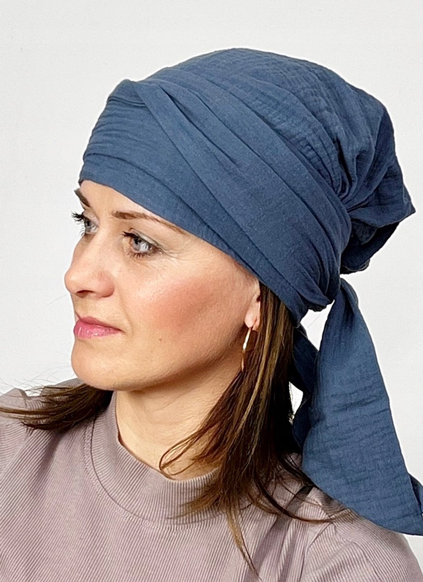 Dames Turban Lara - Zachte Katoenen Hoofddoek met Lange Banden