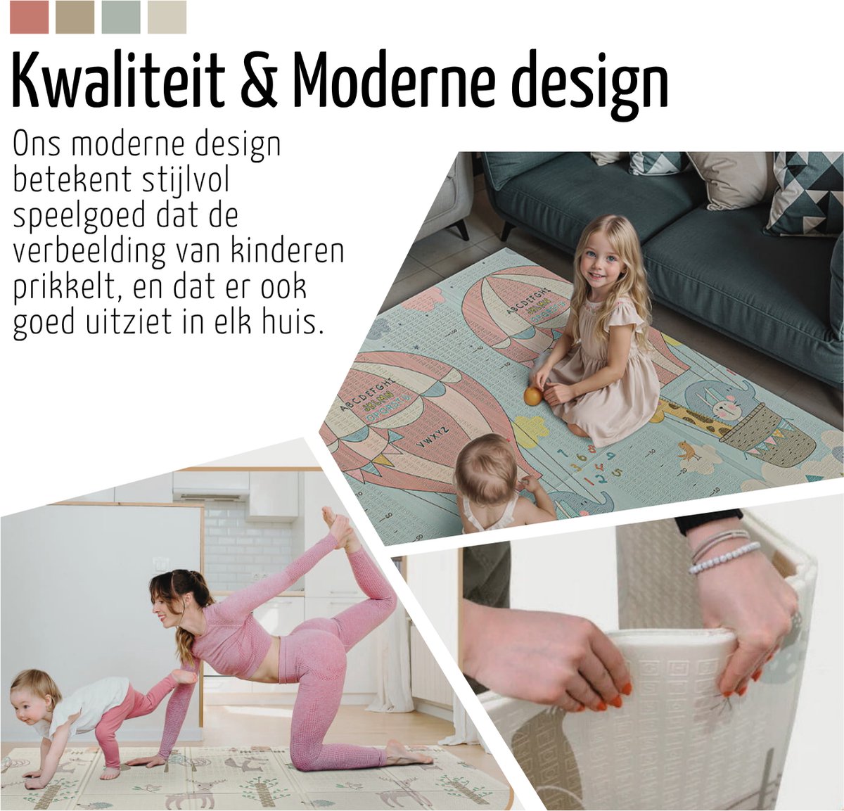 Roosly Speelmat Baby - Speelkleed Baby - Inclusief Opbergtas - babygym - kruipmat - playmat - Dubbelzijdig en opvouwbare Foam XPE 180 x 200 cm - speelgoed - Veilig & Zacht - model Balloon — afbeelding 4