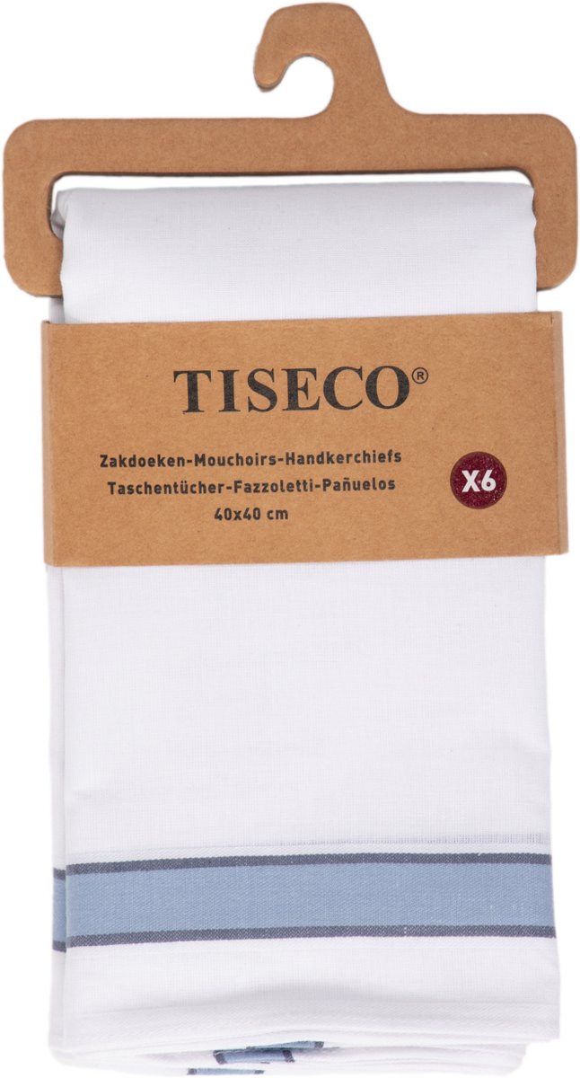 Tiseco Herenzakdoeken Alto 2 - 40 x 40cm - 6 Stuks - 100% Katoen (Indigo)