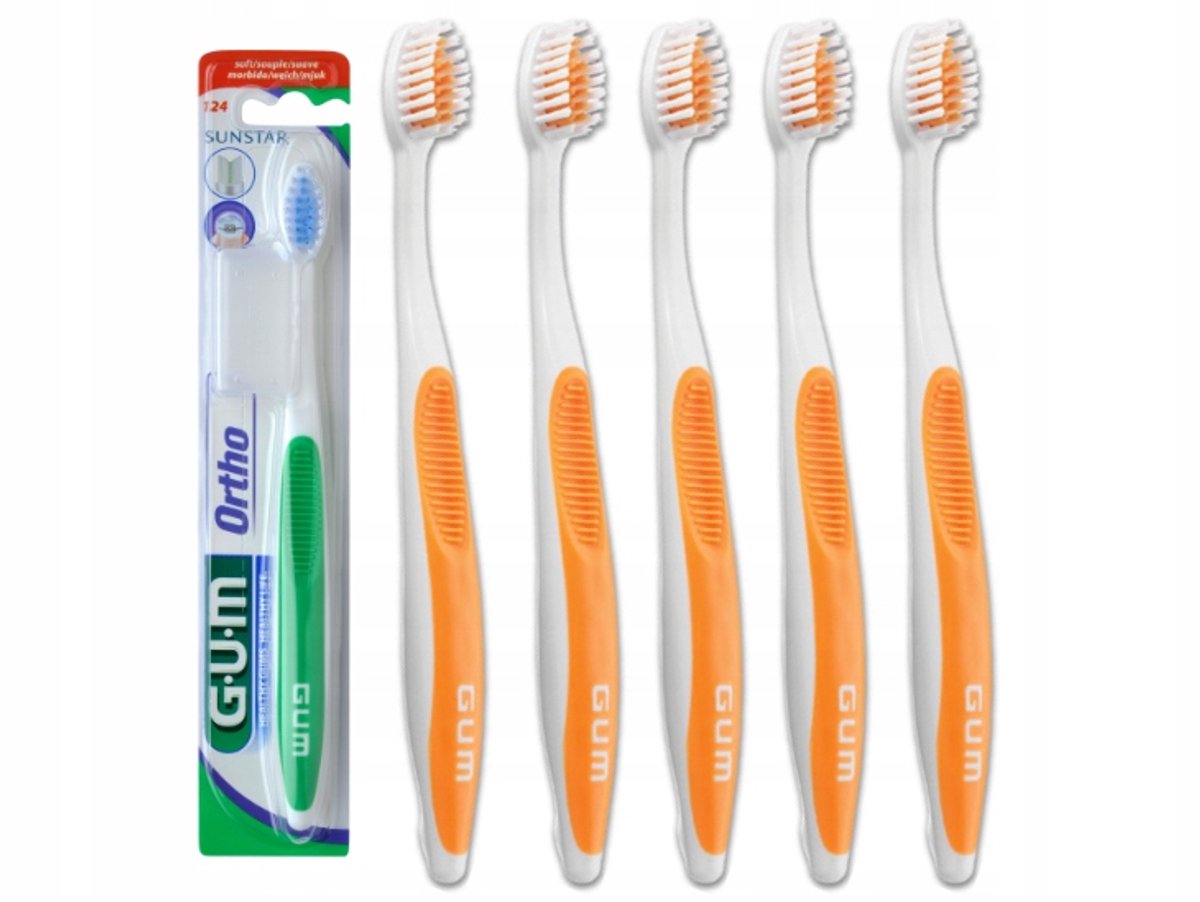 5x GUM ORTHO Ortodontische Tandenborstel voor Volwassenen