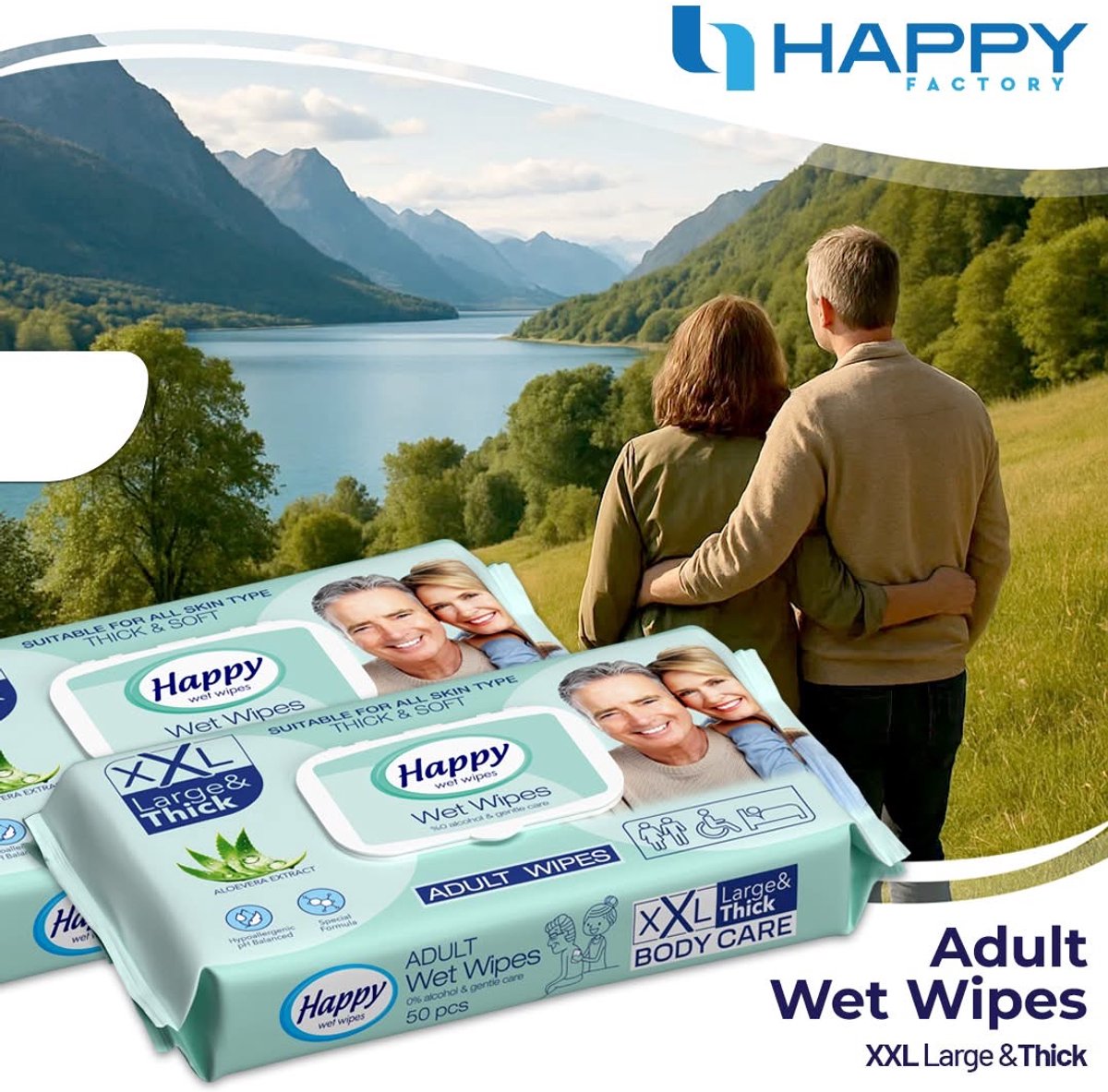 Adult Wet Wipes Verzorgingsdoekjes Volwassenen & Ouderen – 3×50 Body Wipes – Zonder Spoelen – Alcoholvrij – Met Vitamine E