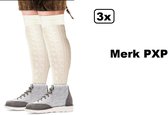 3x Paar Tiroler sokken lang wit mt.43-47 - tirol oktoberfest apres ski winter feest thema party lederhose kousen festival