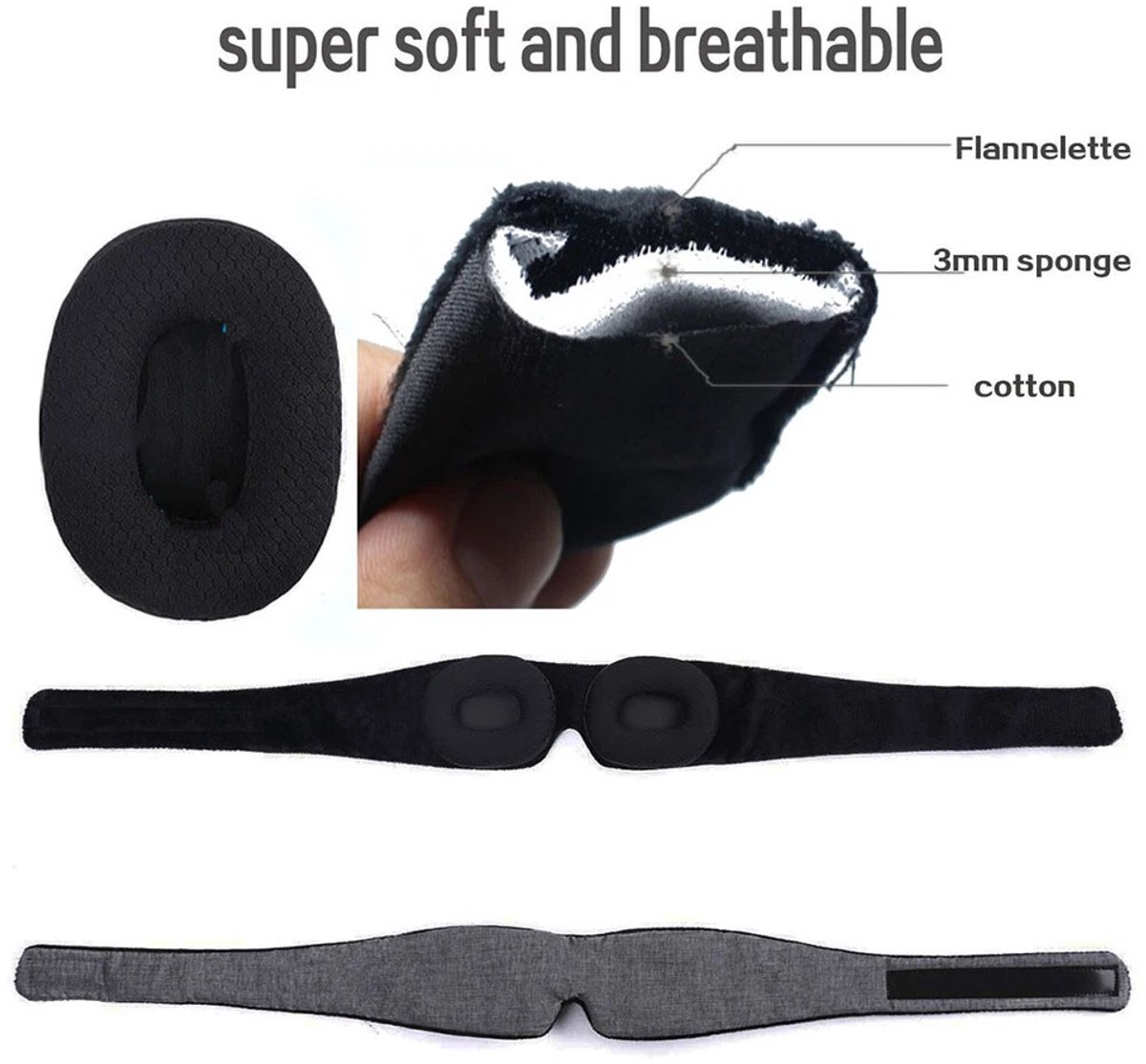 100% verduisterend 3D slaapmasker voor dames en heren - Ultrazacht en comfortabel — afbeelding 10