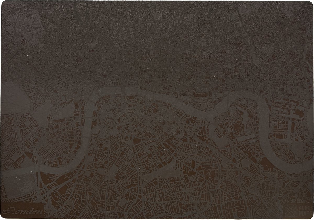 Place Maps Gegraveerde Kunstlederen Placemat Londen Cacaobruin 1 stuk