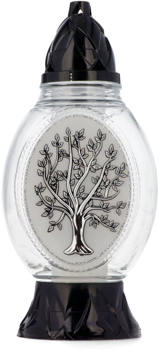 Elegante Grafische Lantaarn Znicz ZP G-6 Zwart/Zilver 30cm