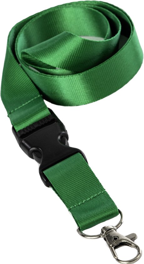 Tour de cou en nylon vert avec boucle à clip et mousqueton en métal