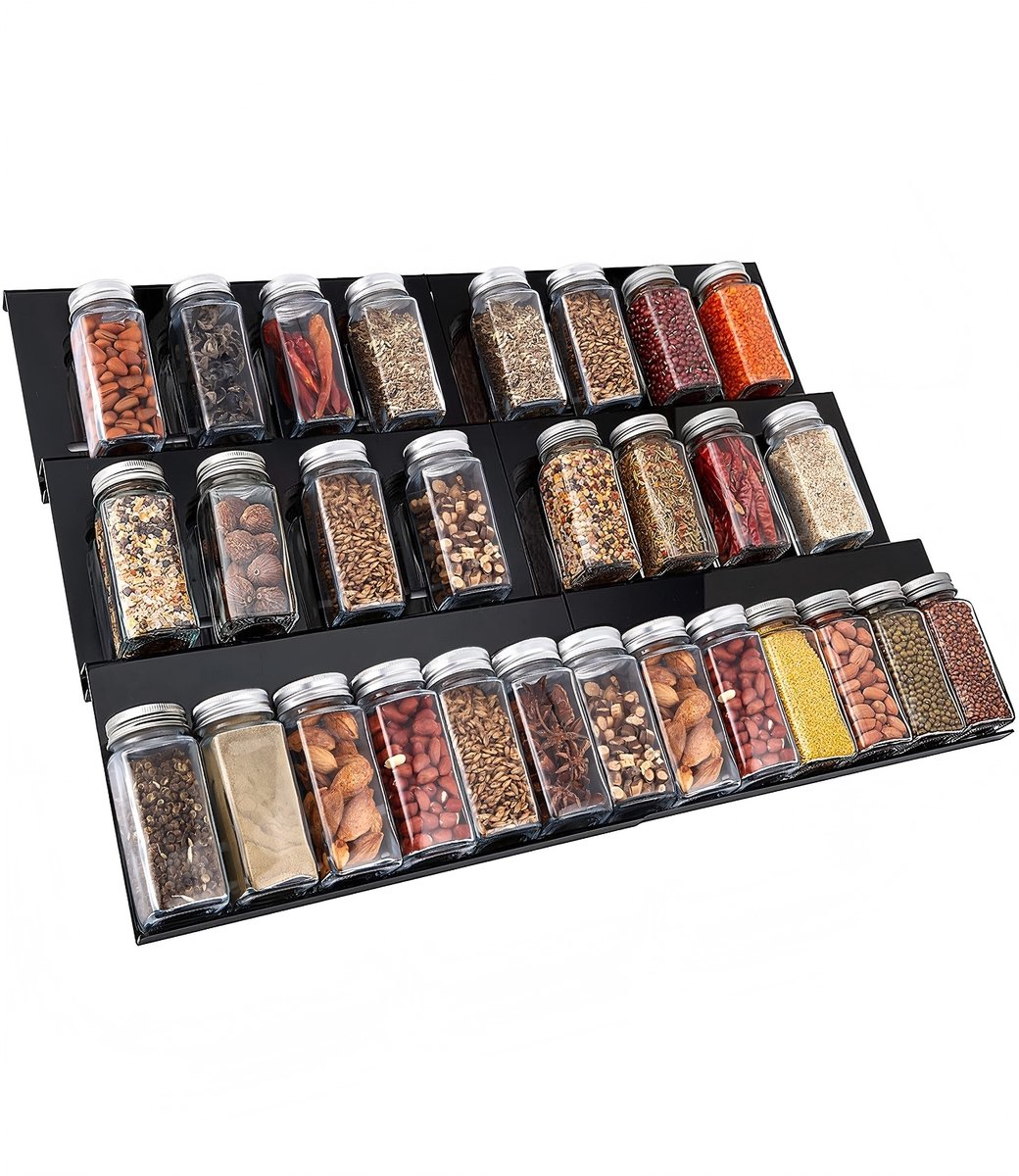 Kruidenlade 30-60cm uitbreidbaar kruidenrek organizer zwart
