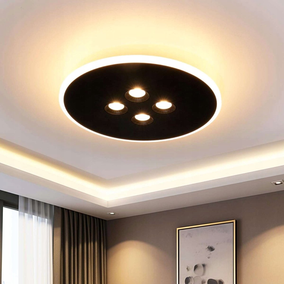 Dimbare LED Plafondlamp Zwart Rond 40W met Afstandsbediening 3000K-6500K