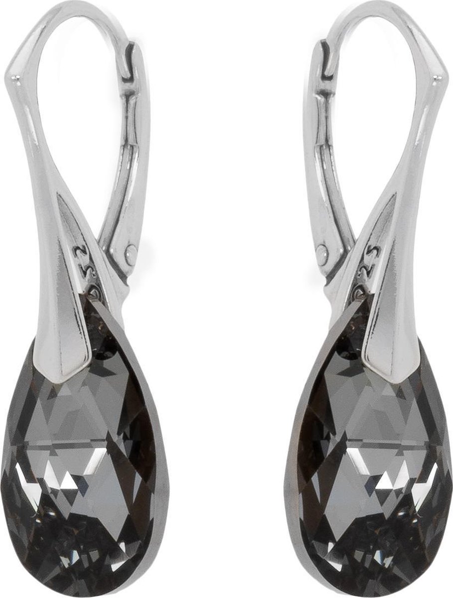 Boucles d'oreilles DBD Drop Graphite - Cristal Swarovski - Argent - 16MM |  bol.com