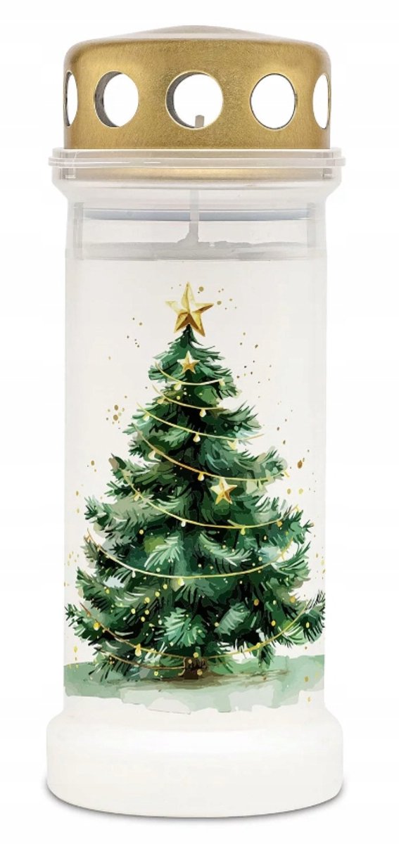 Bolsius paraffinekaars met kerstboommotief - 17 cm, ~3 dagen branden