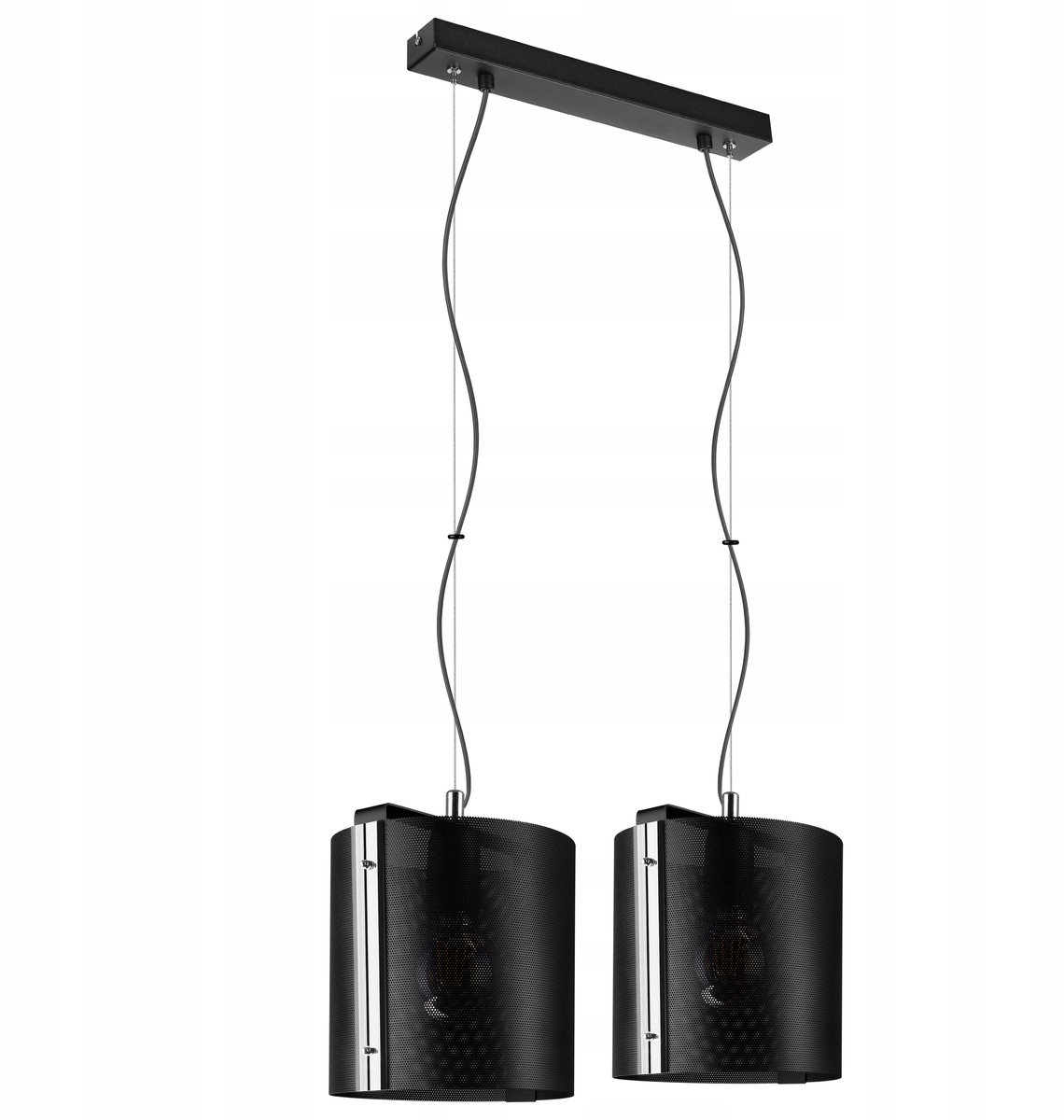Moderne Loft Hanglamp Kometa Zwart E27 2-lichts