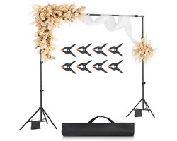 VEVOR Achtergrondstandaard Achtergrondsysteem Fotostudio Verstelbaar 213x300cm