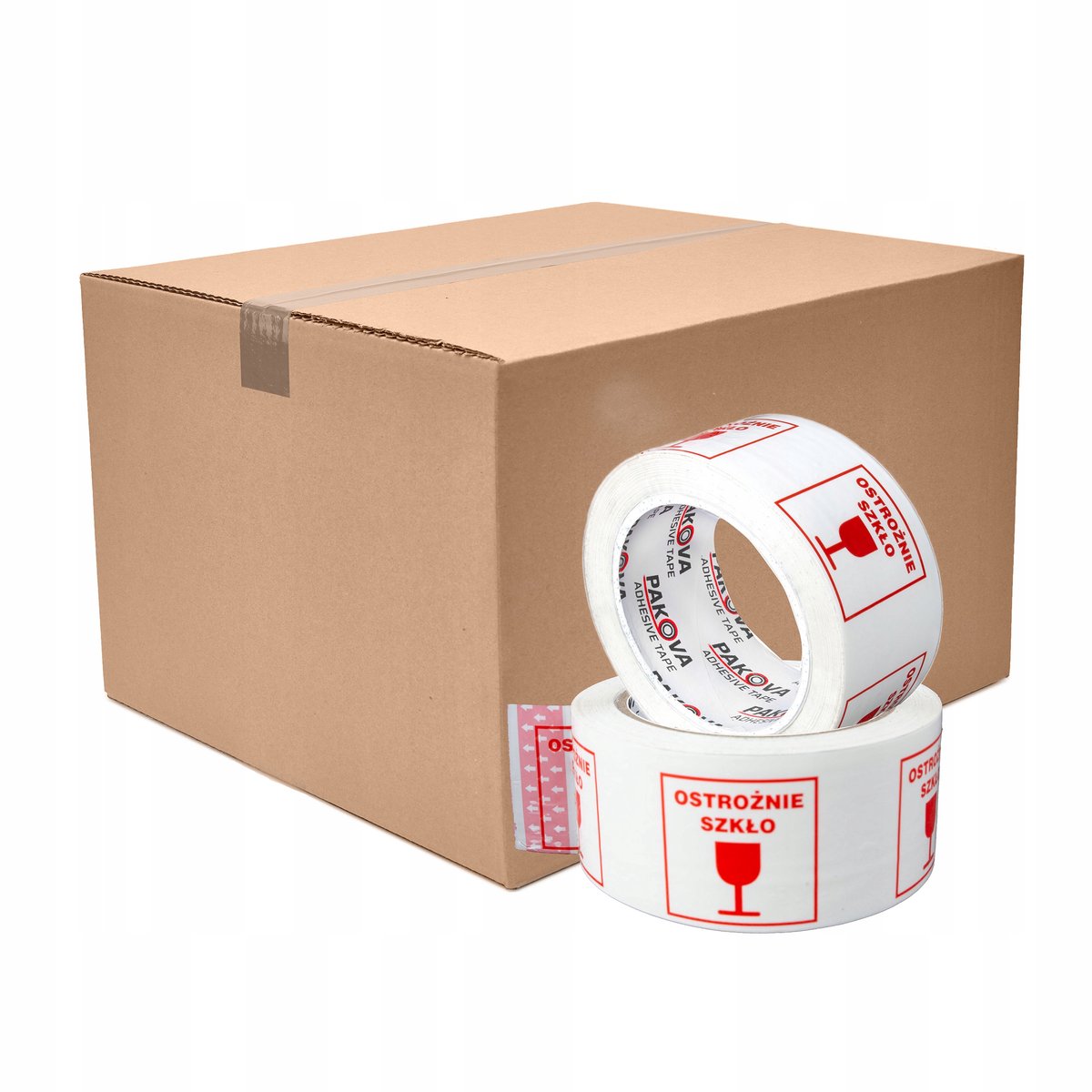 Pakband met opdruk 'Voorzichtig Glas' - 48mm x 90m - 36 rollen