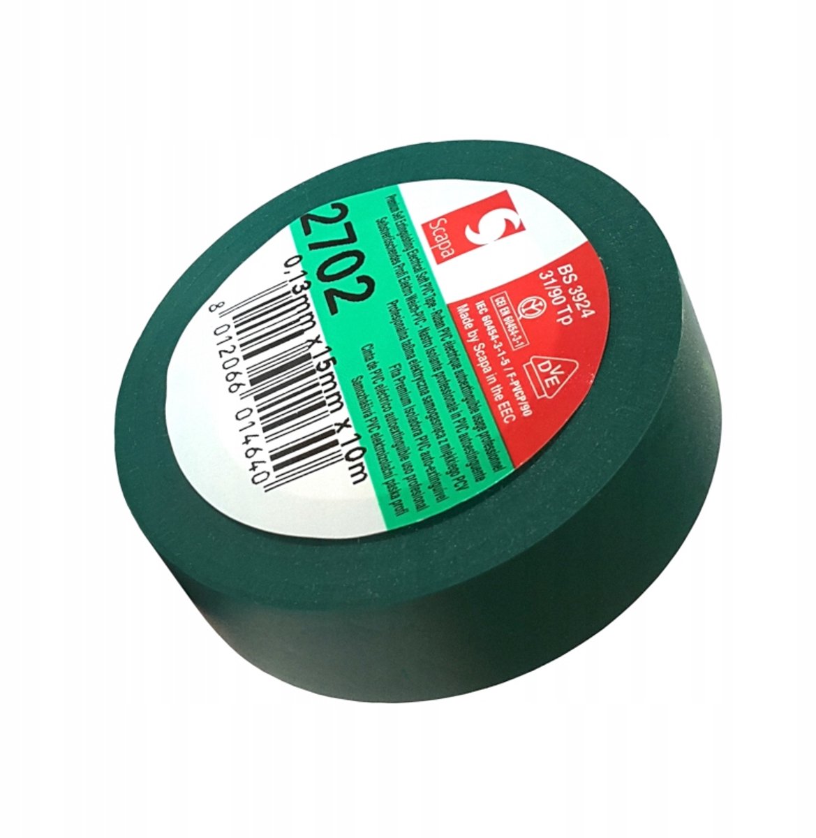 Scapa 2702 PVC Isolatietapes 15mm x 10m Groen - Zelfvloeiend, VDE/UL