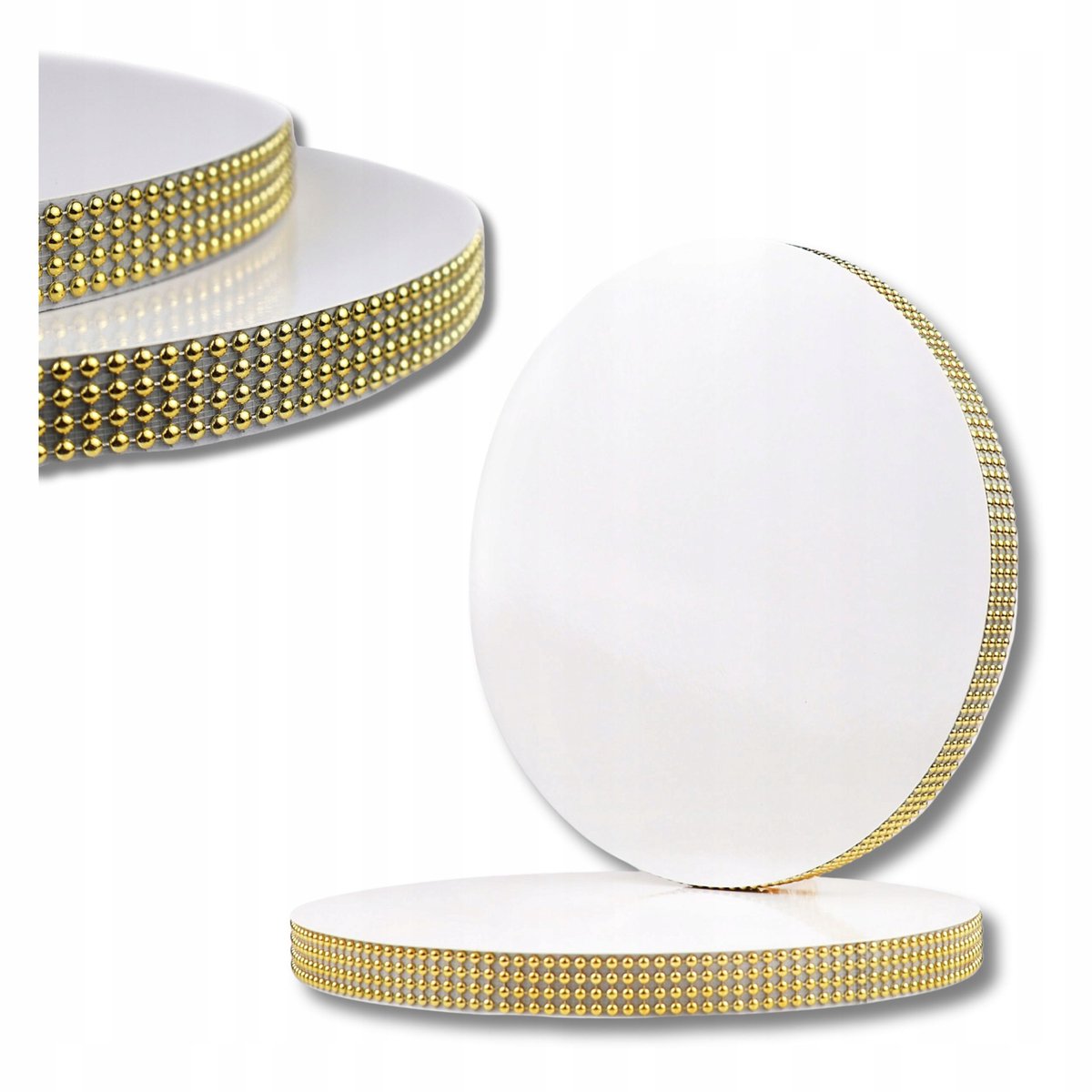 CakeDecor Taartonderlegger Wit 25cm met Gouden Paillettenrand