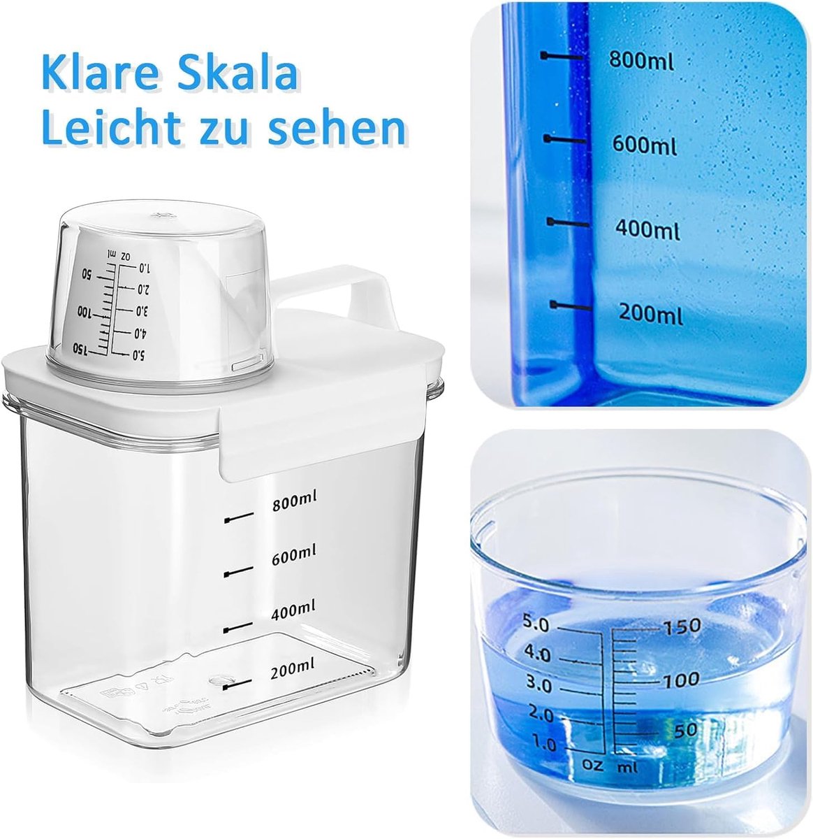 Candala Waspoeder opslag, 1100 ml wasmiddelbox, waspoeder container, voor wasparfum, waspoeder