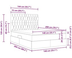 vidaXL - Opbergbed - met - LED - met - matras - Donkergrijs - 140 - x - 200 - cm - Polyester