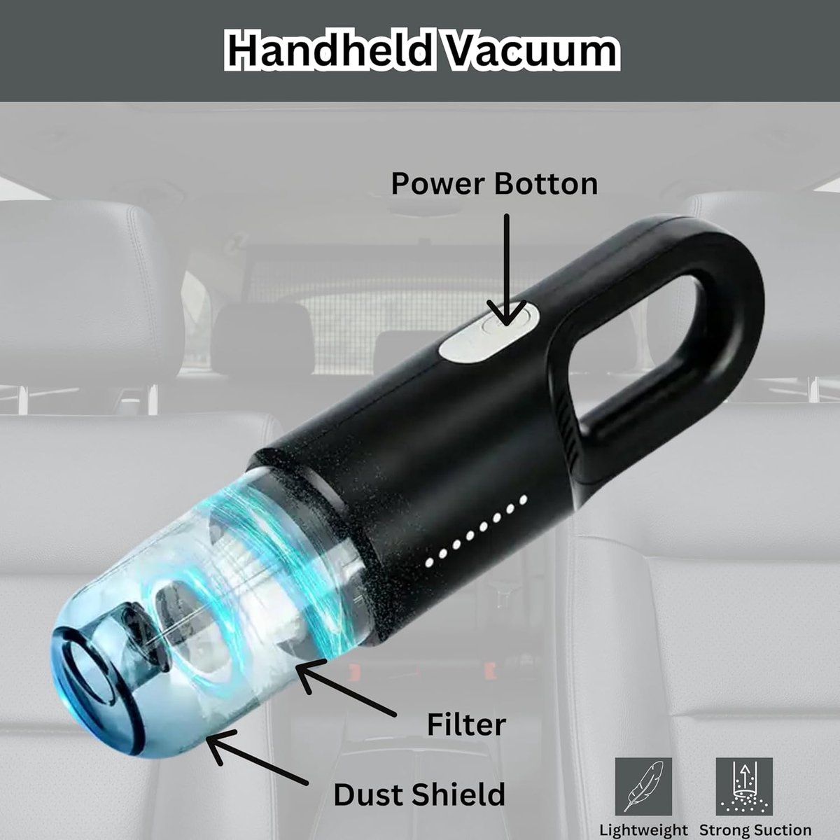 Draagbare Kruimeldief 600PA Sterke Zuigkracht met HEPA - afbeelding 3