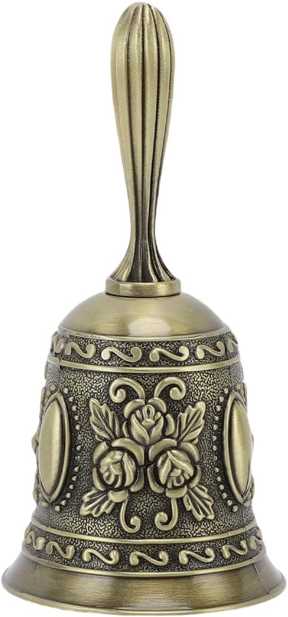 Daity Vintage Handbel van Metaal – Rozenpatroon Servicebel voor Wedding, Dinner, Hotel & Bar (Bronzen)