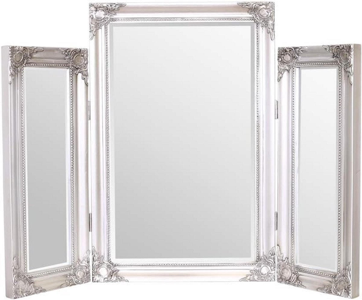Kaptafel Spiegel Shakky Chic Stijl Antiek Zilver 74x55 cm Houten Frame