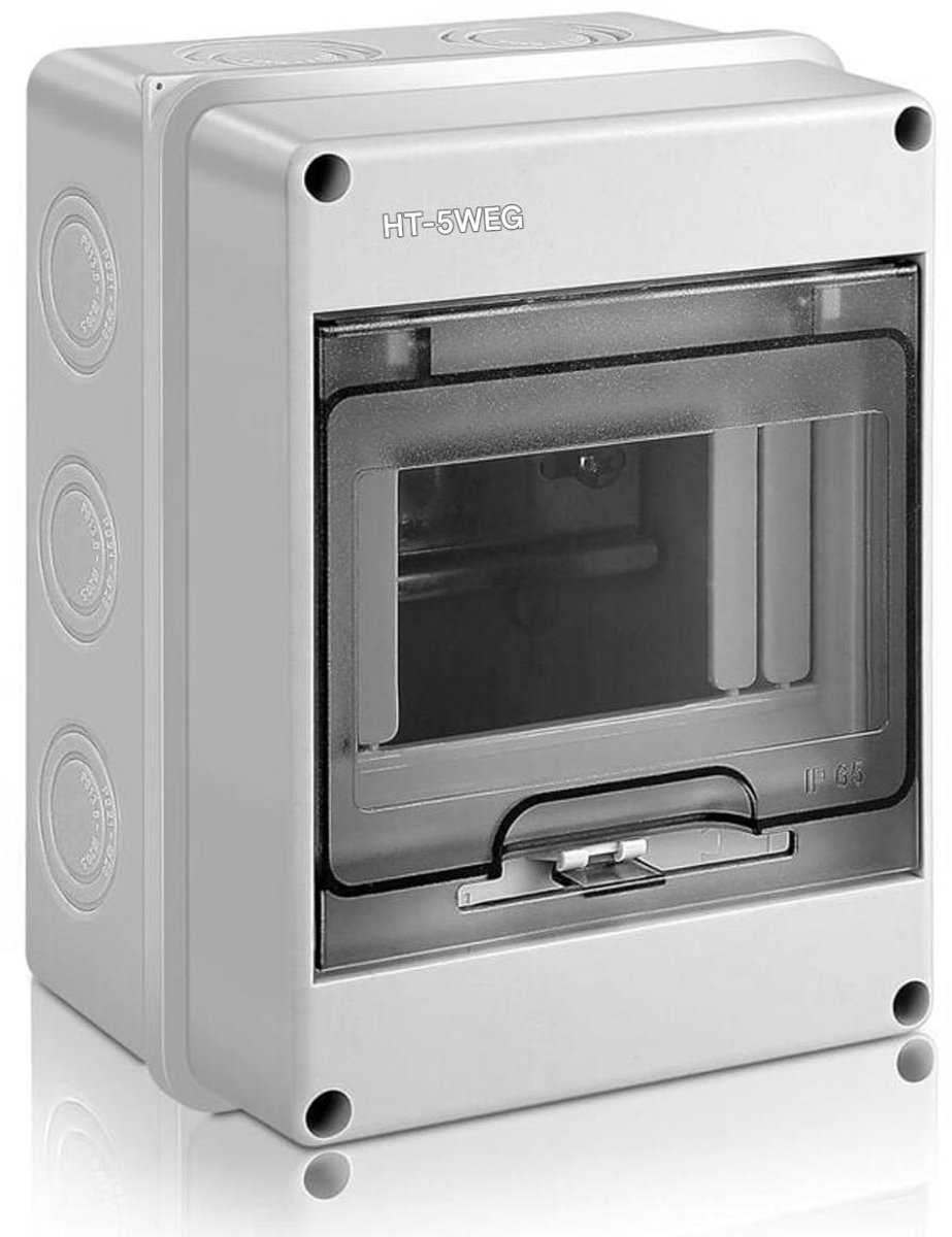 TuseRxln Waterdichte Kastbehuizing - IP65 Elektrische Verdeling - 5-Module Oppervlaktebevestiging met Aansluitklemmen - 1 Stuk - Tuin/Zonwerend