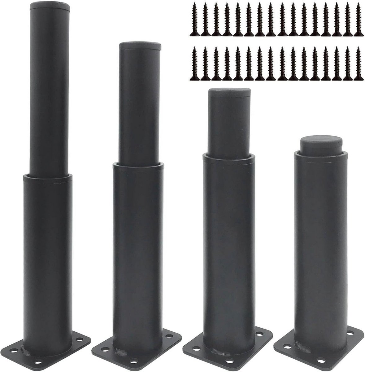Set van 4 Verstelbare Meubelpoten RVS Look Hoogte Instelbaar 15-25 cm voor DIY Meubels