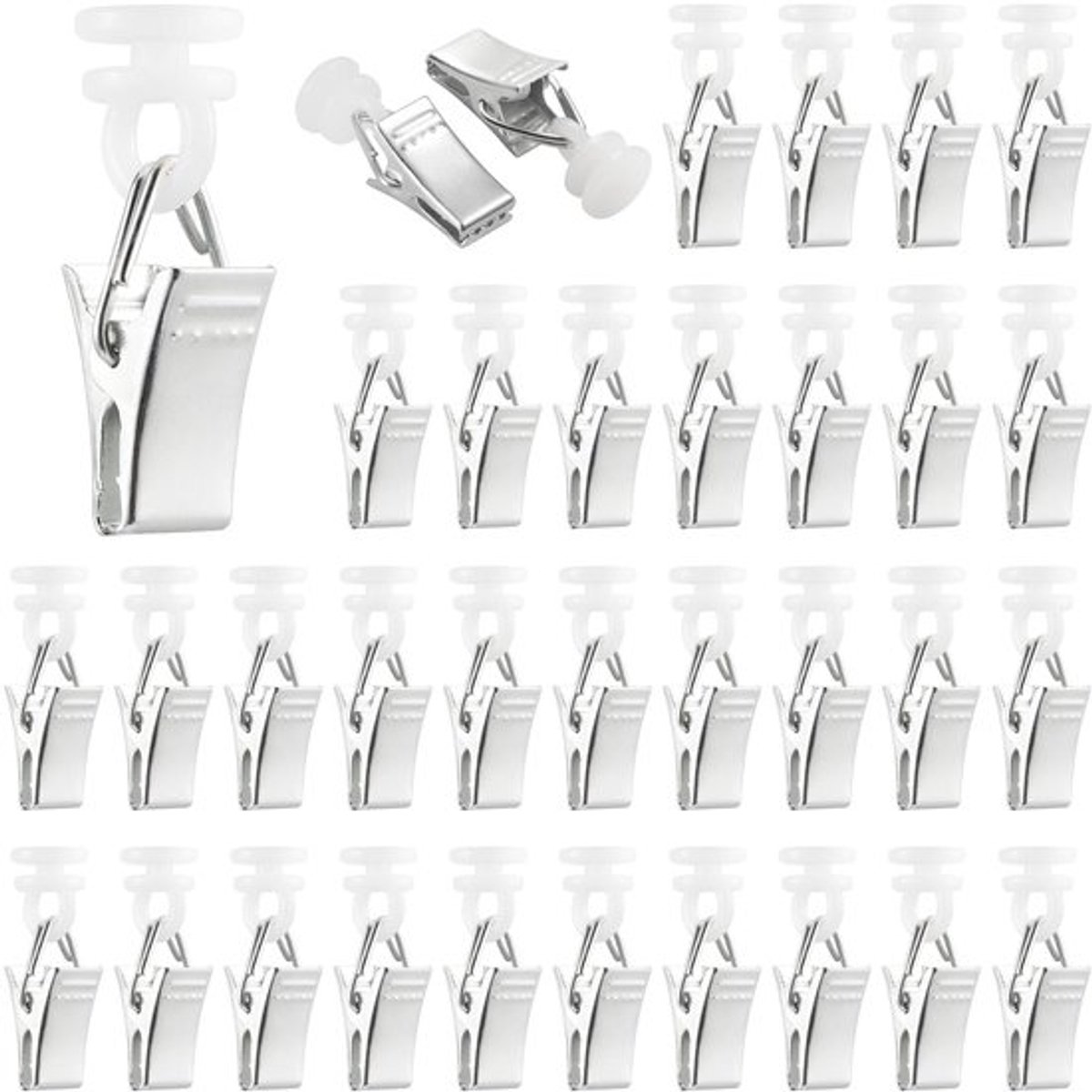 Stunq® Gordijnclips Set van 60 Stuks voor Diverse Raildecoraties en Douchegordijnen