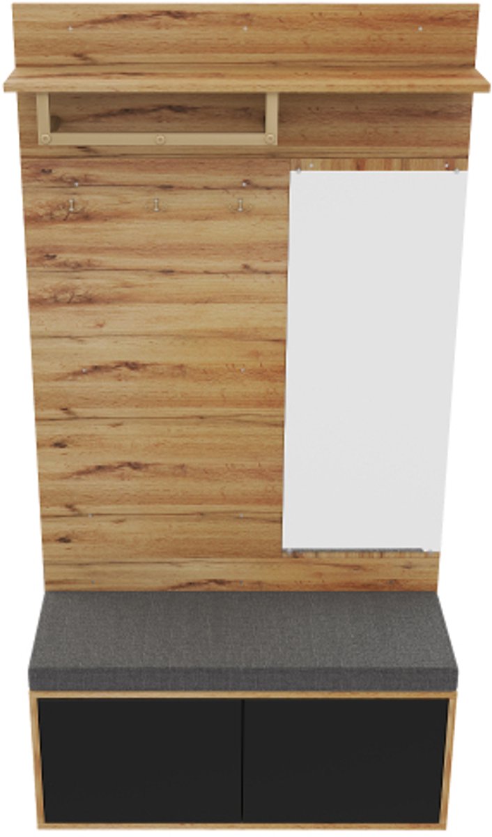 Kast 100x38x190cm Kledingkast Set Opbergkast Zwart Spaanplaat Flurgarderobe Dielengarderob