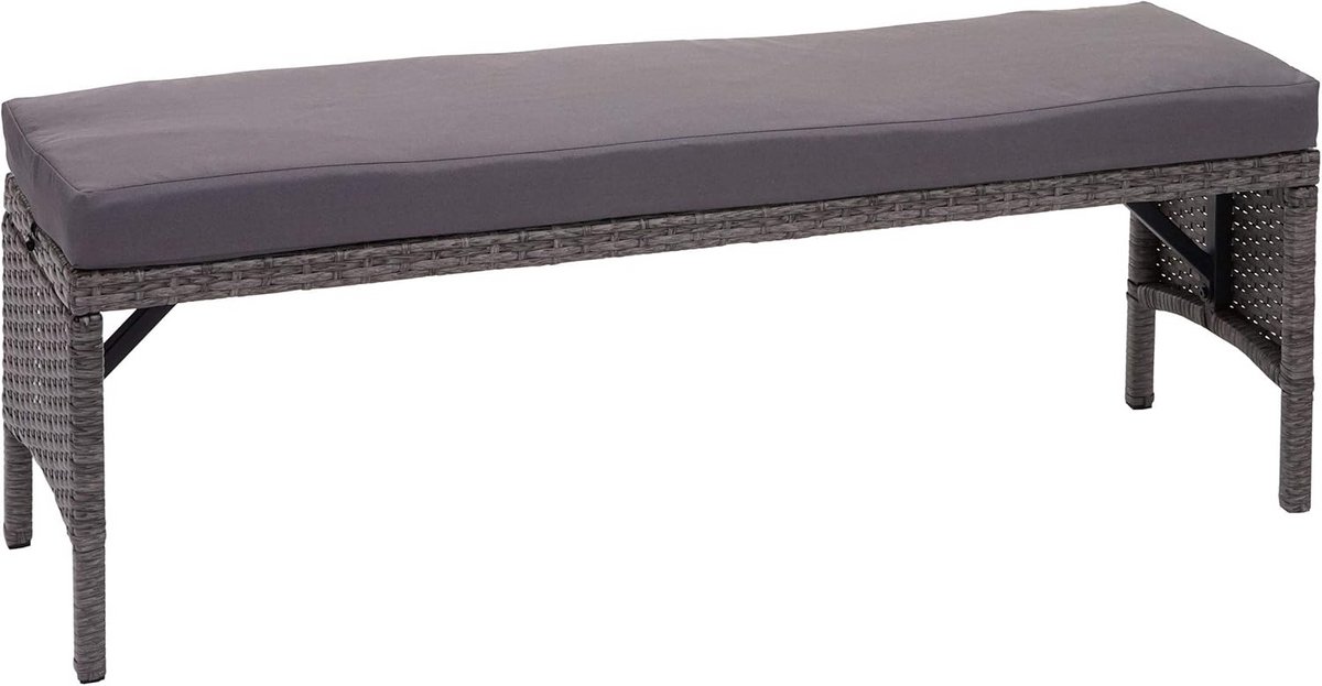 Tuinbank Polyrotan 112cm met Kussen voor Buiten en Tuin