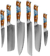 Shinrai Knives - Eclipse Series - 6-delige Damascus Messenset - Vlijmscherp - Luxe Cadeaubox - Ergonomisch Design