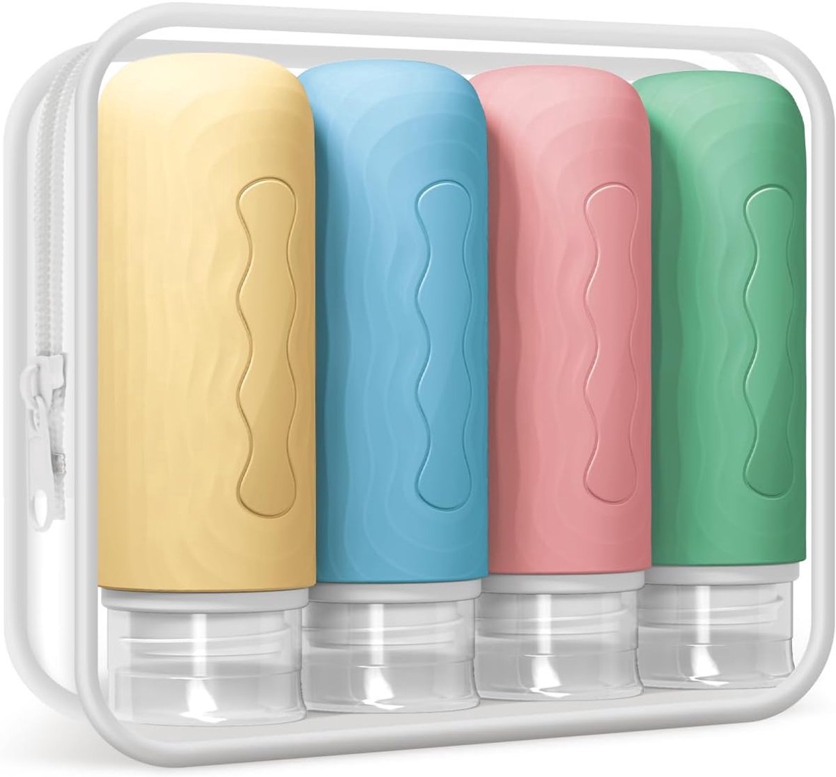 Stunq® Reisset van 90 ml Siliconen Flessen: Navulbare, Lekvrije Reisflacons voor Shampoo en Crème