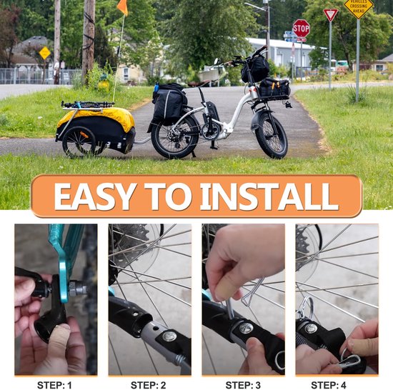 2 - Stuks Bicycle accessories - Koppelstuk Voor Fietskar -Hondenfietskar koppeling -Fietsaanhangerhaakconnector - fietsadapter - geschikt voor kinderfietsaanhangers, bagage- en huisdierfietsaanhangers - zwart van Merkloos — afbeelding 4