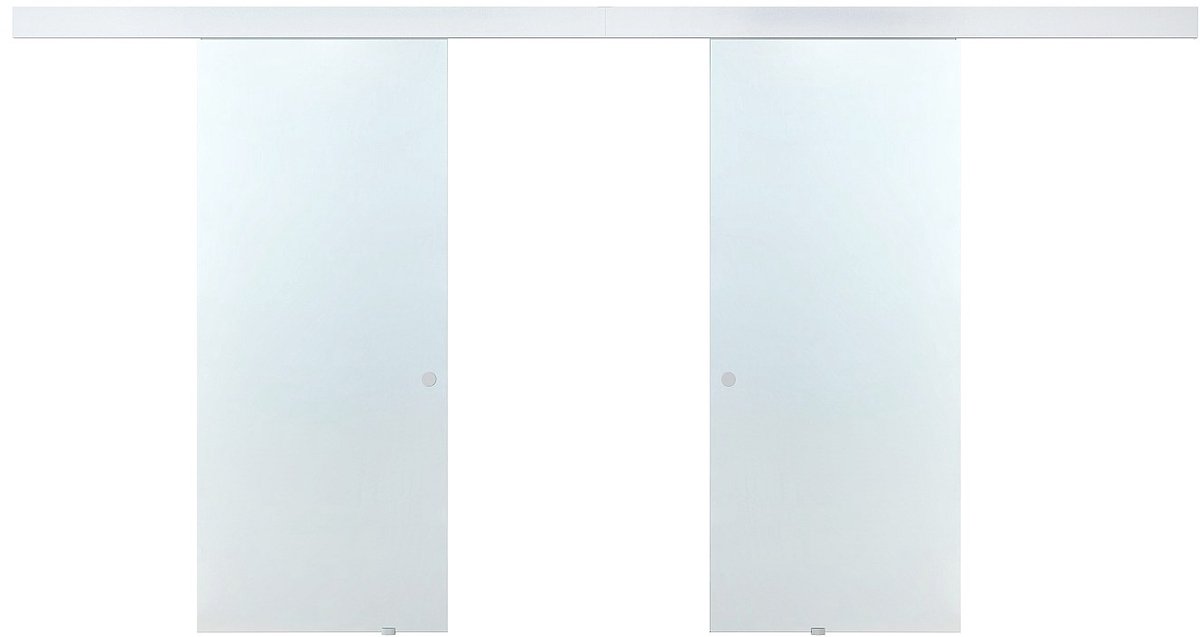 Vente-unique Dubbele schuifdeur met opbouwsysteem - H205 x L166 cm - Gehard glas - ALINA