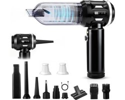 NETTLIFE - Kruimelzuiger - Handstofzuiger - Accu Mini Stofzuiger Draadloos - 25000Pa - 4-in-1 Autostoofzuiger - 3 standen - Draagbare stofzuiger - voor auto Huishouden Dierenharen - Zwart
