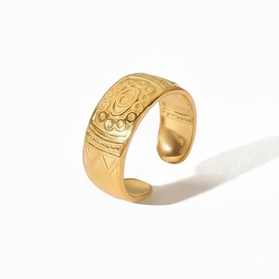 Gouden verstelbare ring | Ring met evil eye | 18K vergulde ring | RVS