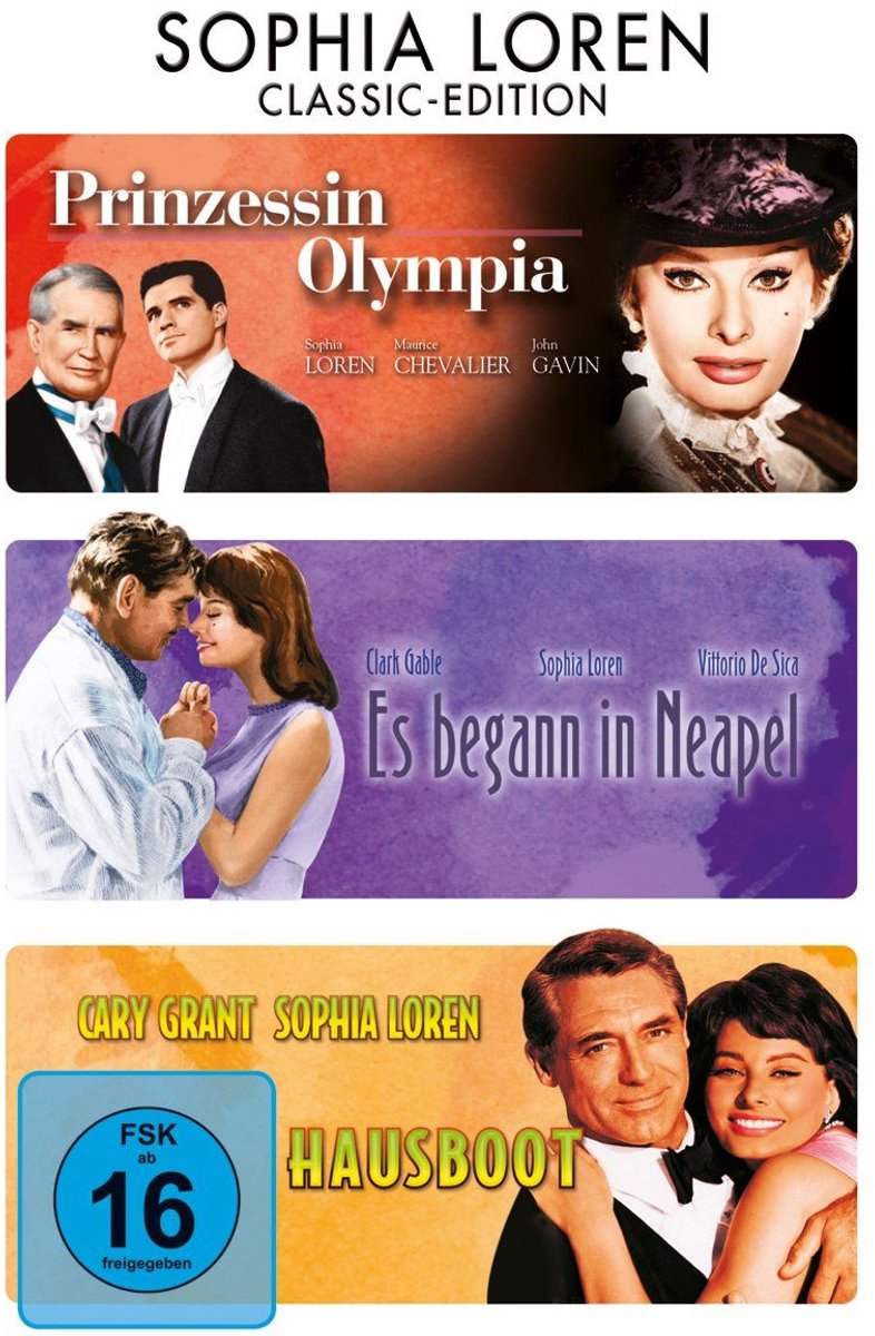 Sophia Loren 3 DVD's Breath of Scandal - Houseboat - It started in Naples
