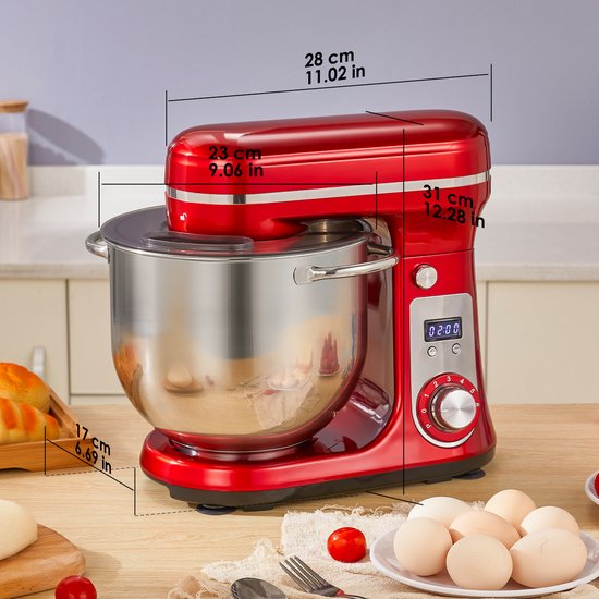 Biolomix Keuken Mixer, Blender - Keukenmachine 6L - RVS - 6 Standen - Rood van Merkloos — afbeelding 2
