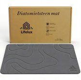 LifeLux Diatomiet stenen Badmat – Antislip Douchemat 60×40 cm – Sneldrogende Antibacterieel Stenen Badkamer Mat – ecologische badmatten 2025 Donkergrijs