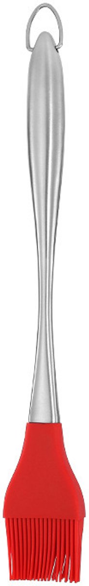 Bakborstel - Roestvrijstalen olieborstel - BBQ-borstel - Kruidenborstel - Siliconen borstelkop - BBQ-gereedschap - Keukenaccessoires -32cm -Gemakkelijk vast te houden - Geschikt voor koken, bakken en barbecueën - Rood