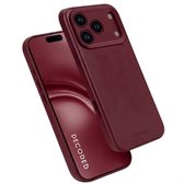 Étui en Cuir DECODED Convenant pour iPhone 17 Pro Max - Fabriqué en Cuir Premium ECCO - Convenant pour MagSafe - Bourgogne Rouge