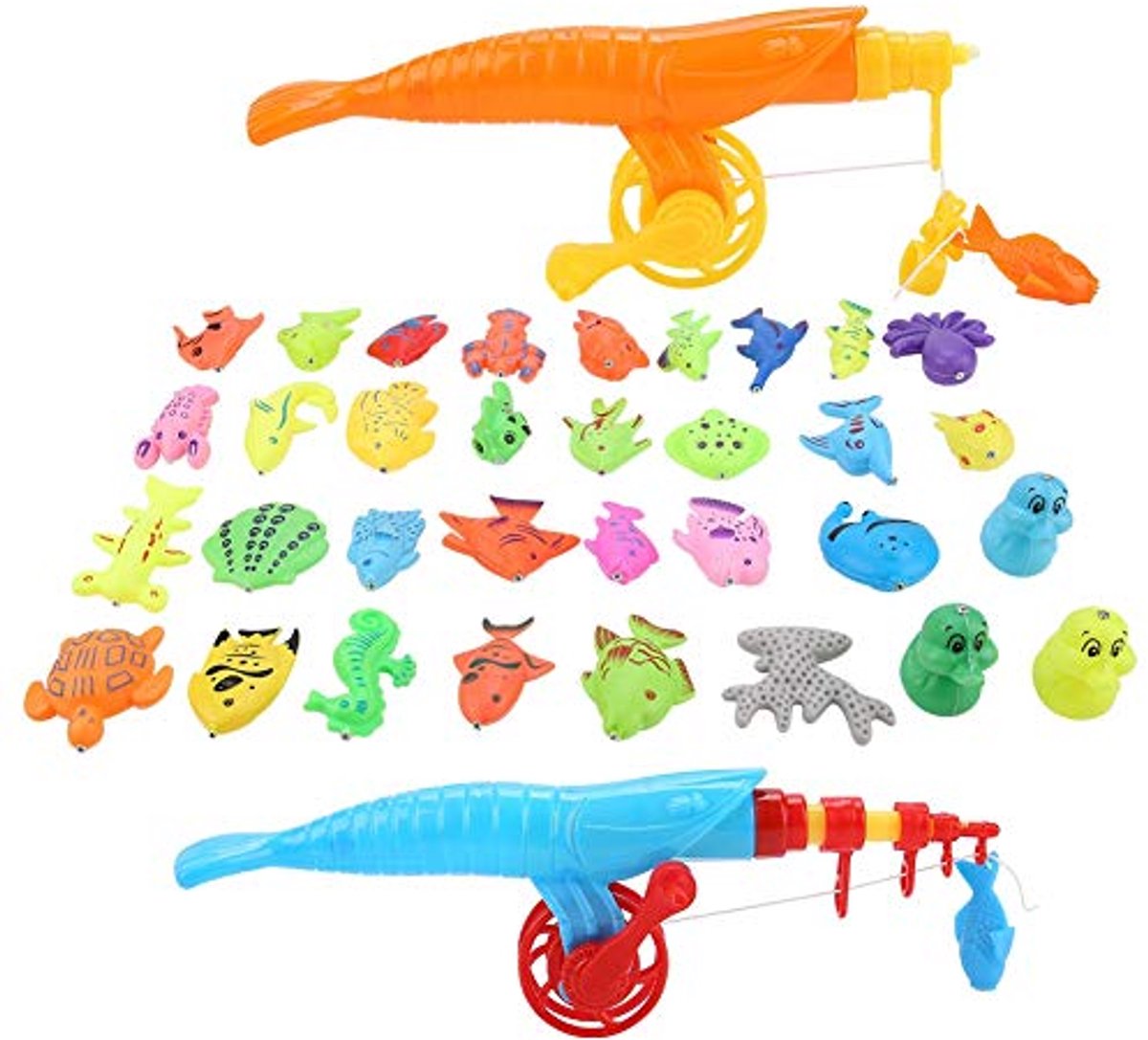 Babyvisspeelgoedset, magnetische hengels, educatief spel voor zeedieren, met eieren en eendjes (39 stuks/set)