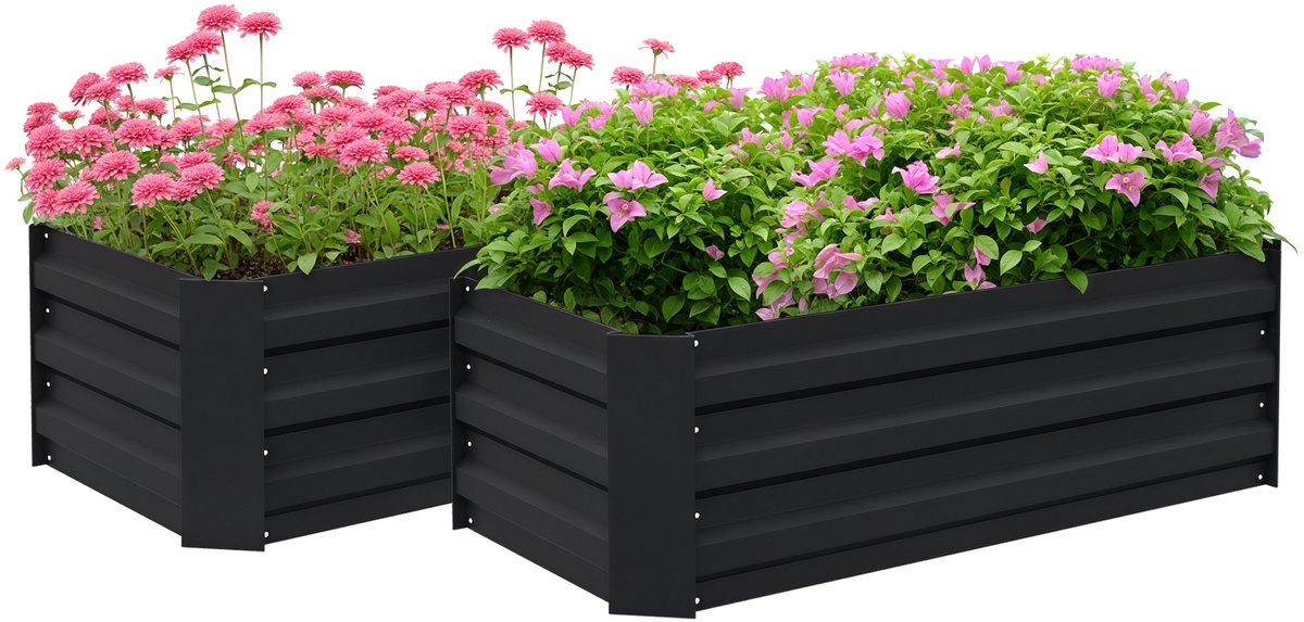 Outsunny tuinbed - Staal - 100x50x30cm - Zwart