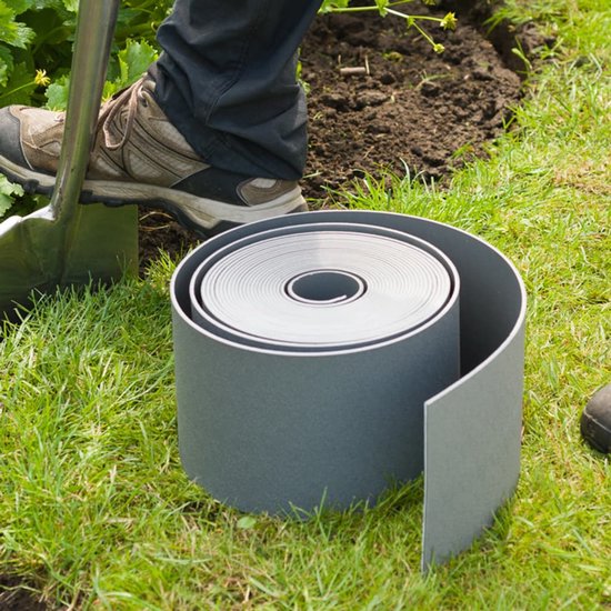 NATURE Bordure de jardin en polypropylène - Epaisseur 3 mm - H 15 cm x 10 m - Gris